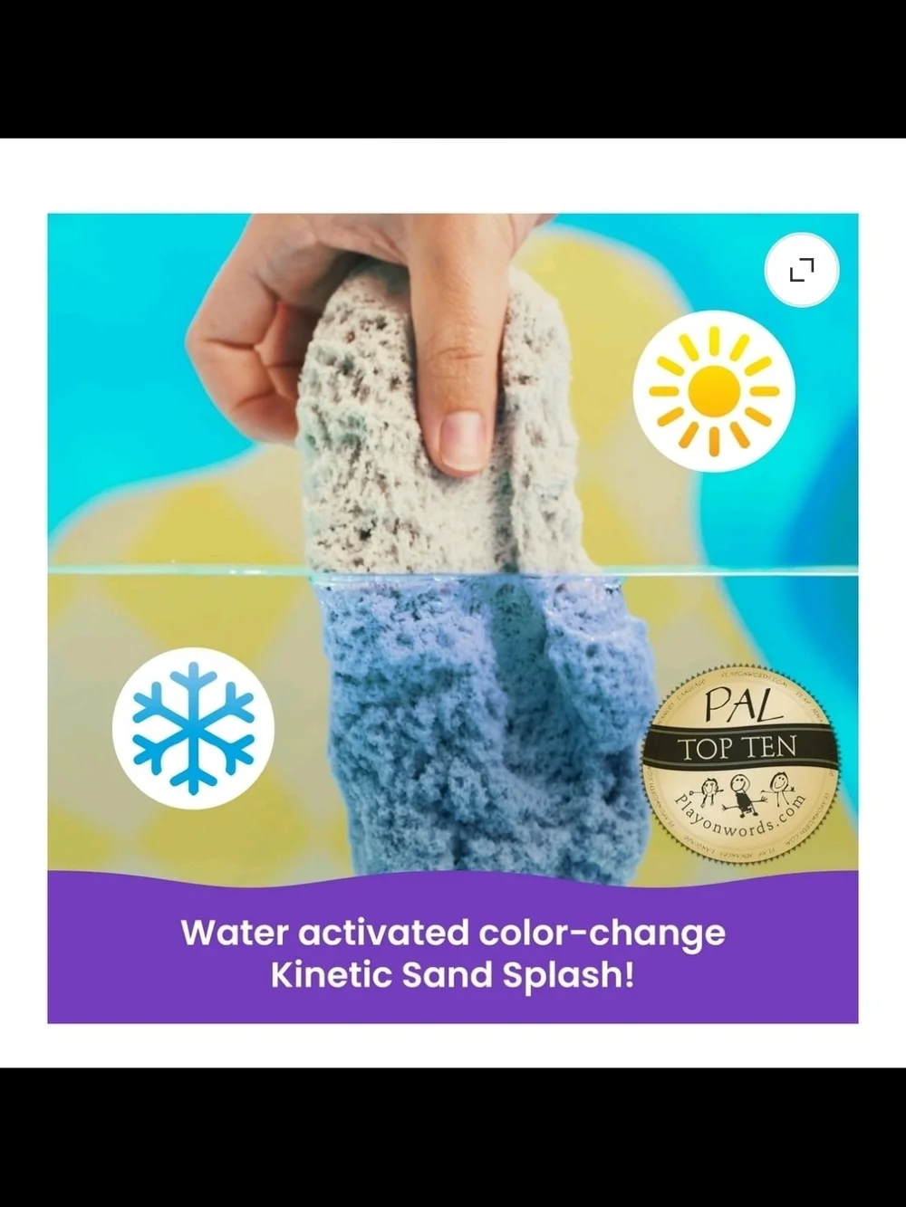 Kinetic Sand, Splash Starter Case with 6oz Color-Change Play Sand, 3 Tools Molds